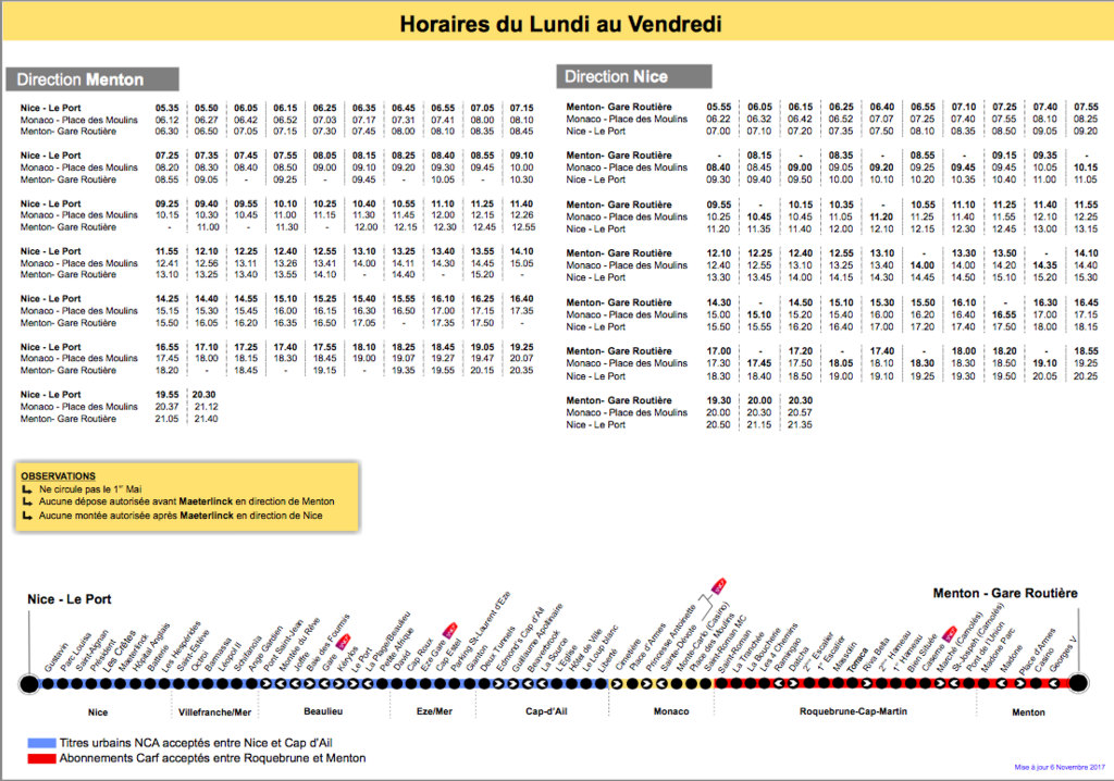 ニース発のバス時刻表と路線図を目的地別にまとめました ツギタビ